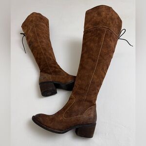 Born Brown Tall Suede Over The Knee Riding Boots Block heel Side Zip Size 7